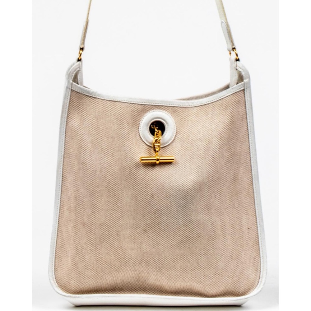 Hermès White Canvas And Leather Vespa Bag